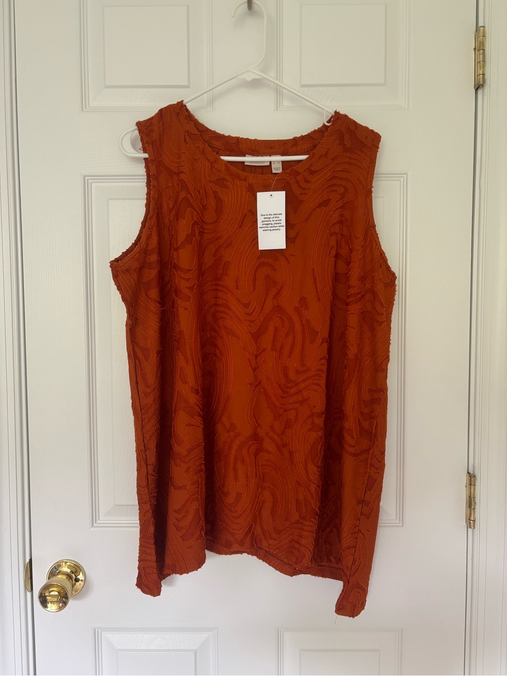 Sleeveless Rust Orange Tank Top - XL